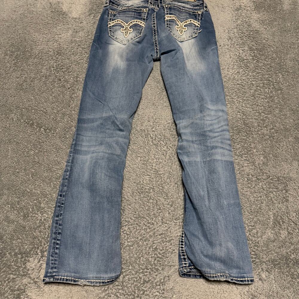 Rock Revival Jeans Womens 27 (30x28.5) Bootcut Blue Denim Low Rise Eloise Bling